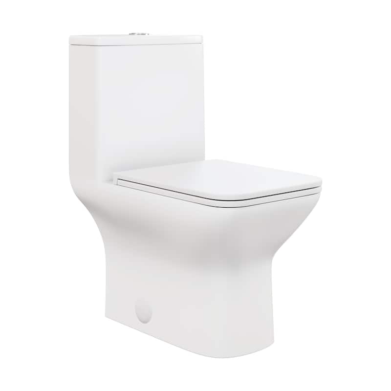 Carre One Piece Square Toilet Dual Flush 1.1/1.6 Gpf In Matte White - 25.79" x 14.96" 29.92"
