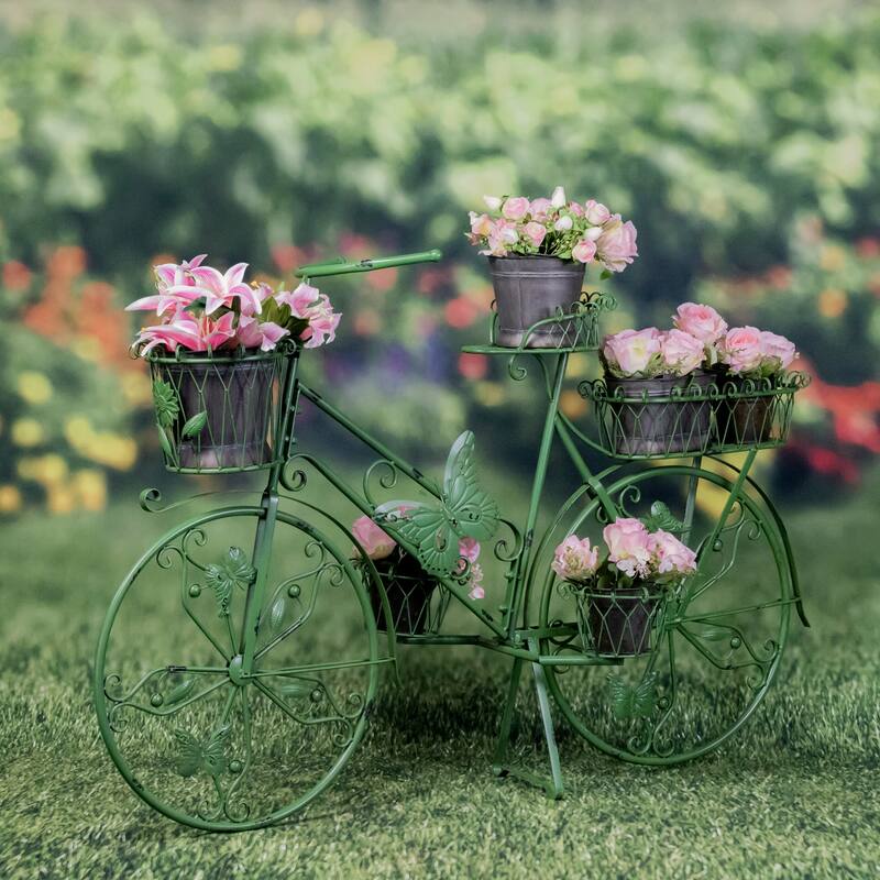 Large Iron Butterfly Bicycle Plant Stand - 56"x17"x37.5"