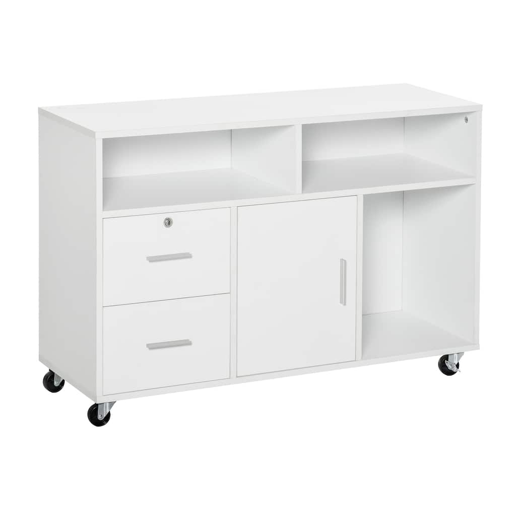 Printer Stand Home Office Mobile Cabinet Organizer Desktop with Caster Wheels, 2 Locking Breaks and Drawer