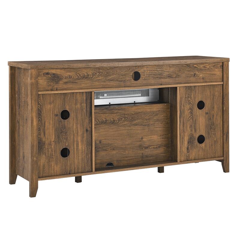 TV Media Stand with Electric Fireplace KD Inserts Heater - 55 inches