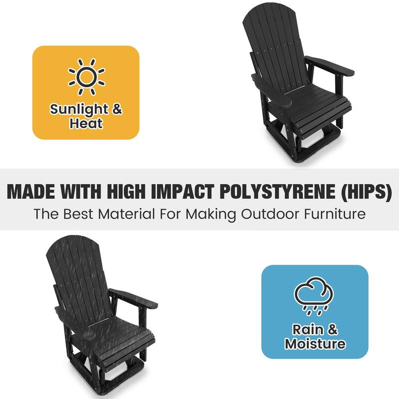 Fortune Candy HIPS Swivel Patio Glider, Poly Lumber Weather Resistant Outdoor Chair, for Patio, Porch, Yard