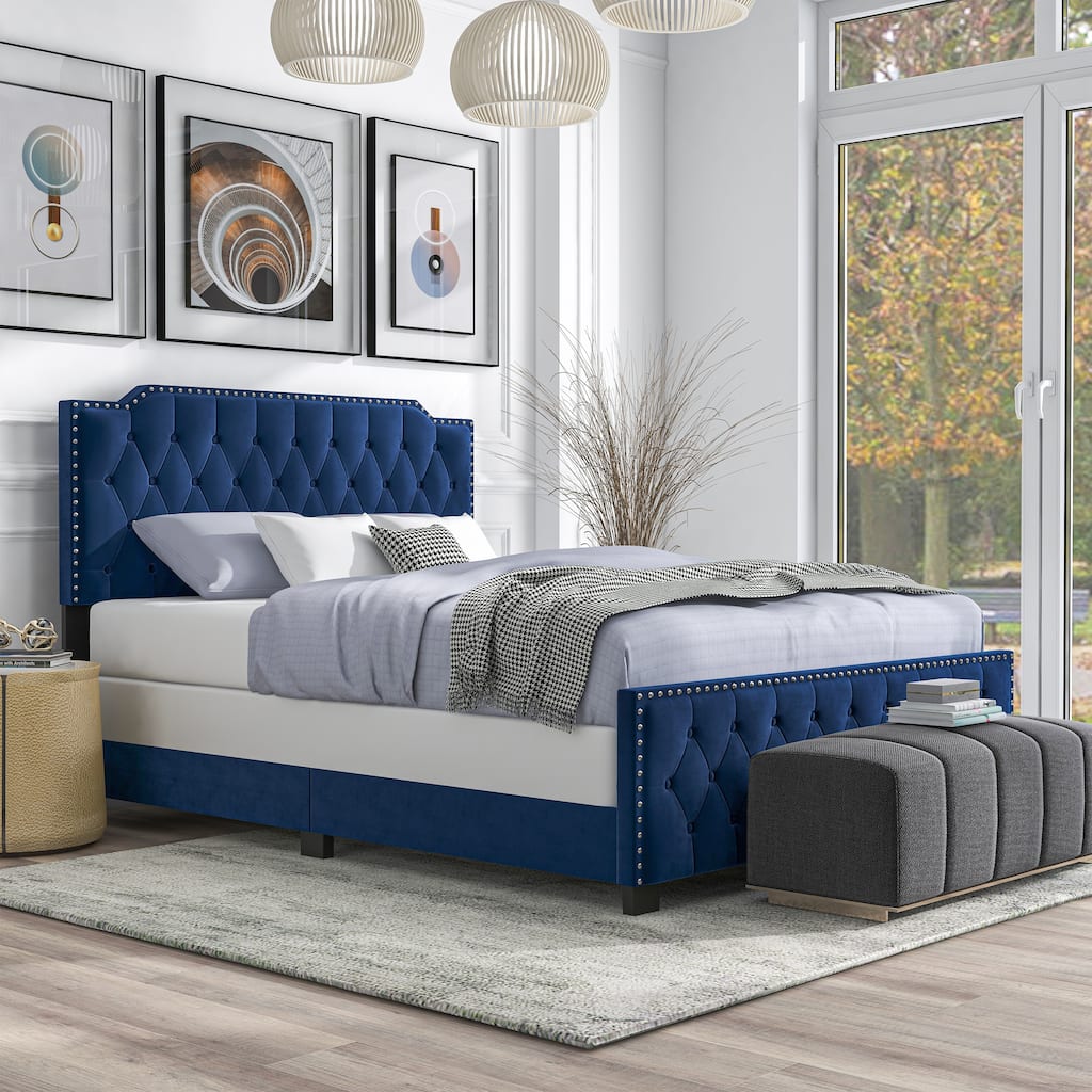 Furniture of America Galavant Modern Tufted Fabric Panel Bed