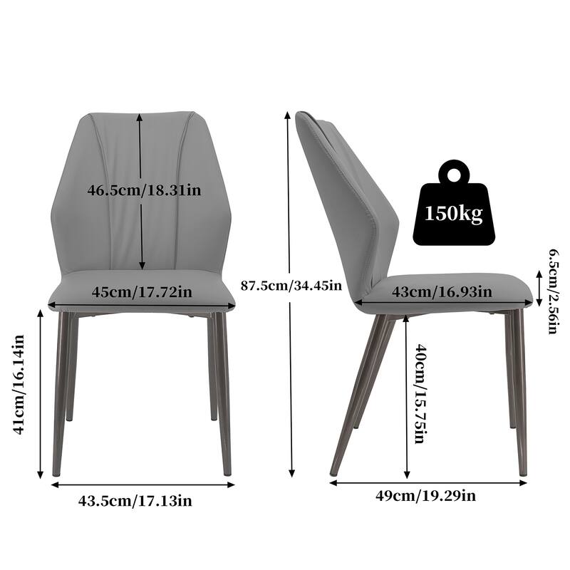Upscale Microfiber Leather Upholstered Iron Dining Chair (Set of 2)