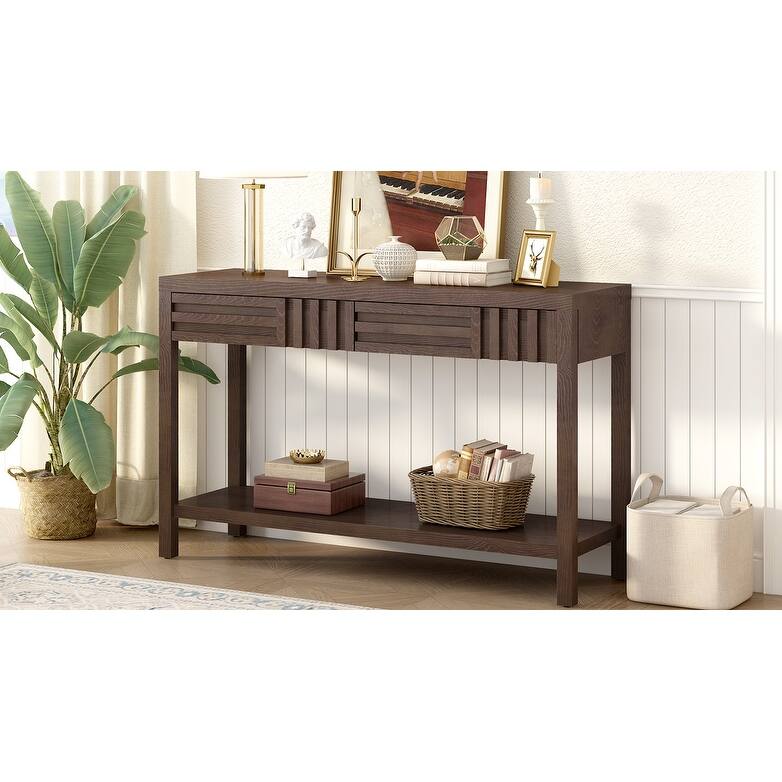 U_STYLE Ash Veneer Modern Style Console Table - Brown