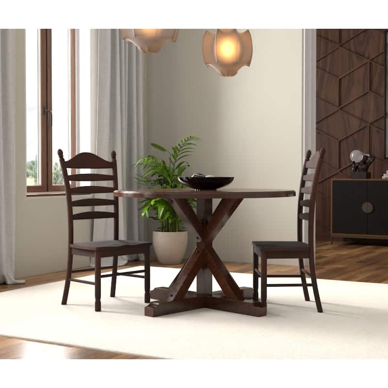 X Base Round Top Pedestal Dining Table - 48" - Espresso Brown