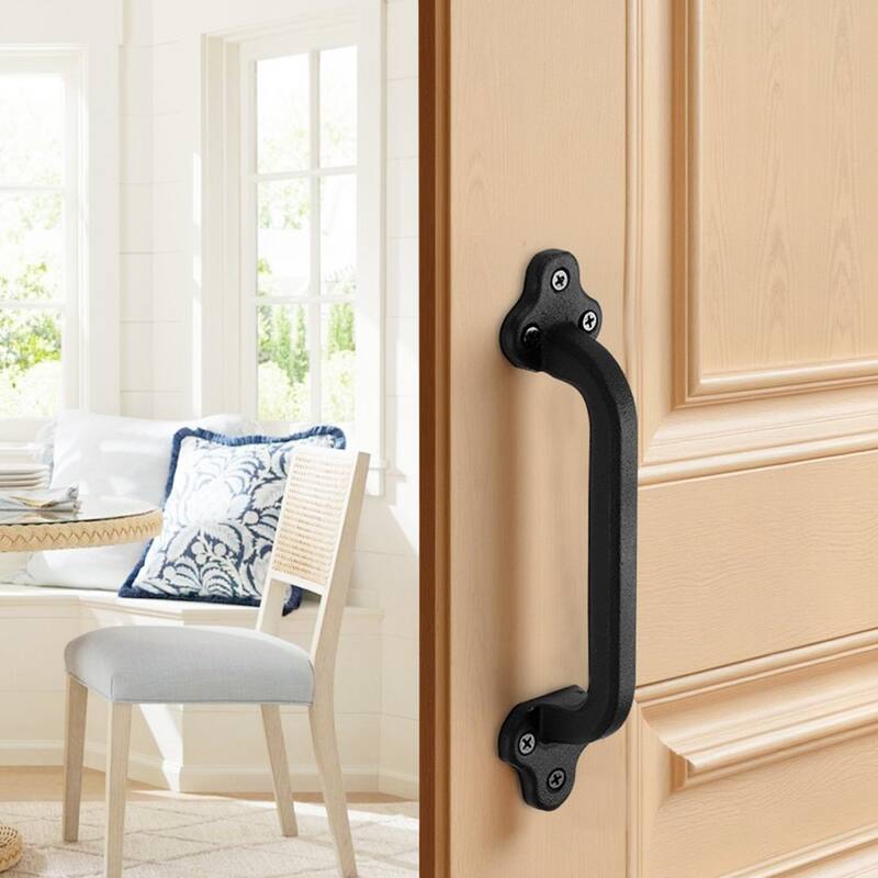 Black Carbon Steel Fence Barn Door Handles Rust-Resistant Grip