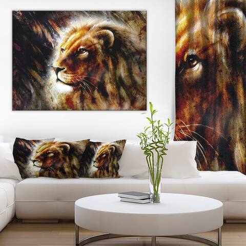 Designart "Majestically Peaceful Lion" Animal Art Painting