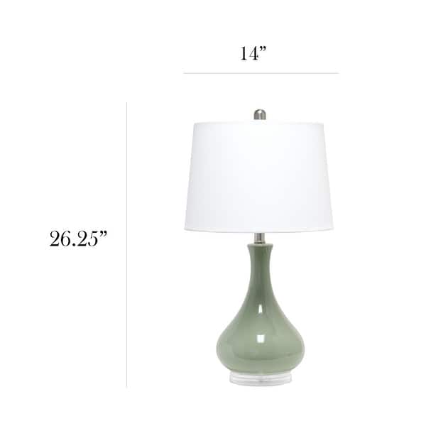 dimension image slide 0 of 4, 26.25 in. Aqua Ceramic Tear Drop Shaped Table Lamp
