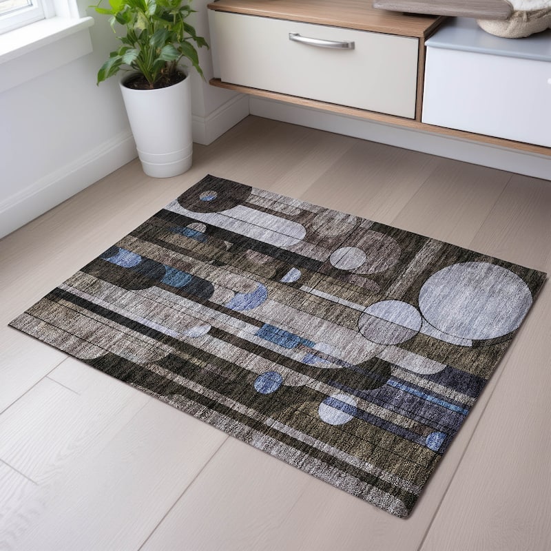 Premium Washable Super Soft Contemporary Deco Mayfield Rug - Brown - 1'8" x 2'6"