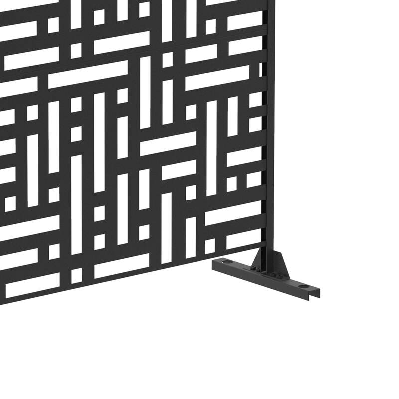 Outdoor 75'' x 47'' Metal Privacy Screen Fence Panel Line Pattern