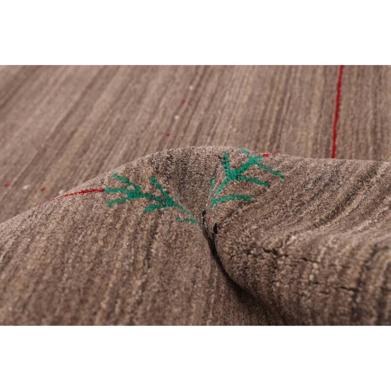 ECARPETGALLERY Hand Loomed Kashkuli Gabbeh Taupe Wool Rug - 7'10 x 9'9