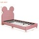 preview thumbnail 5 of 30, Velvet Upholstered Bear Ear Platform Bed, Eye-catching Design, Sturdy Frame