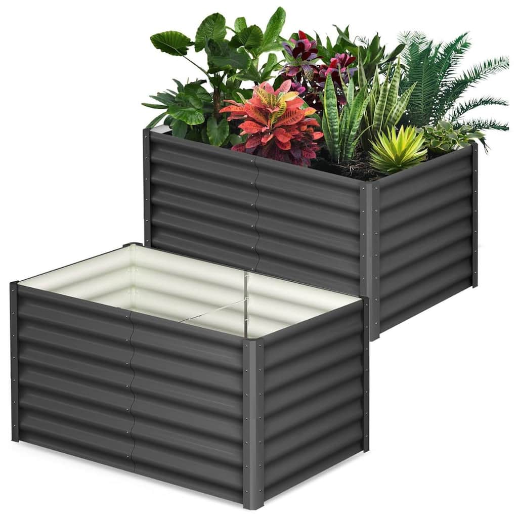 2PCS 6x3x2ft Galvanized Raised Garden Bed, Planter Boxes Outdoor for Vegetables, Herbs, Flowers