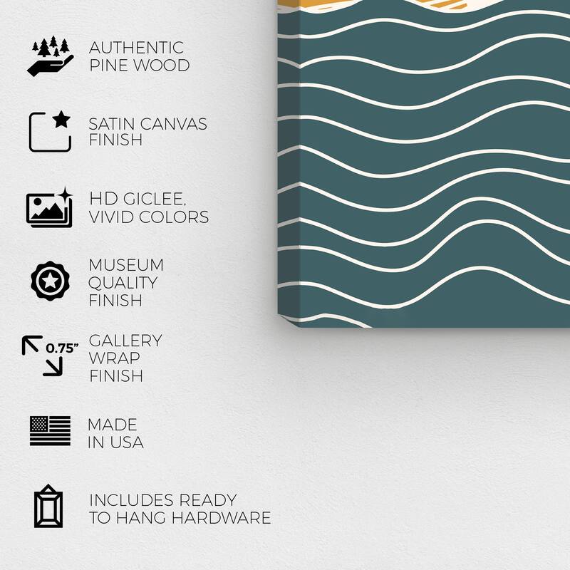 Wynwood Studio Canvas Nautical and Coastal Sun from early Gold and Dark Blue Nautical & Coastal Wall Art Canvas Print