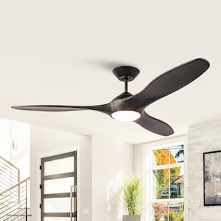 60" Modern Oil Rubbed Bronze Large Ceiling Fan with Light and Wall Control - 60-inch W x 13.8-inch H