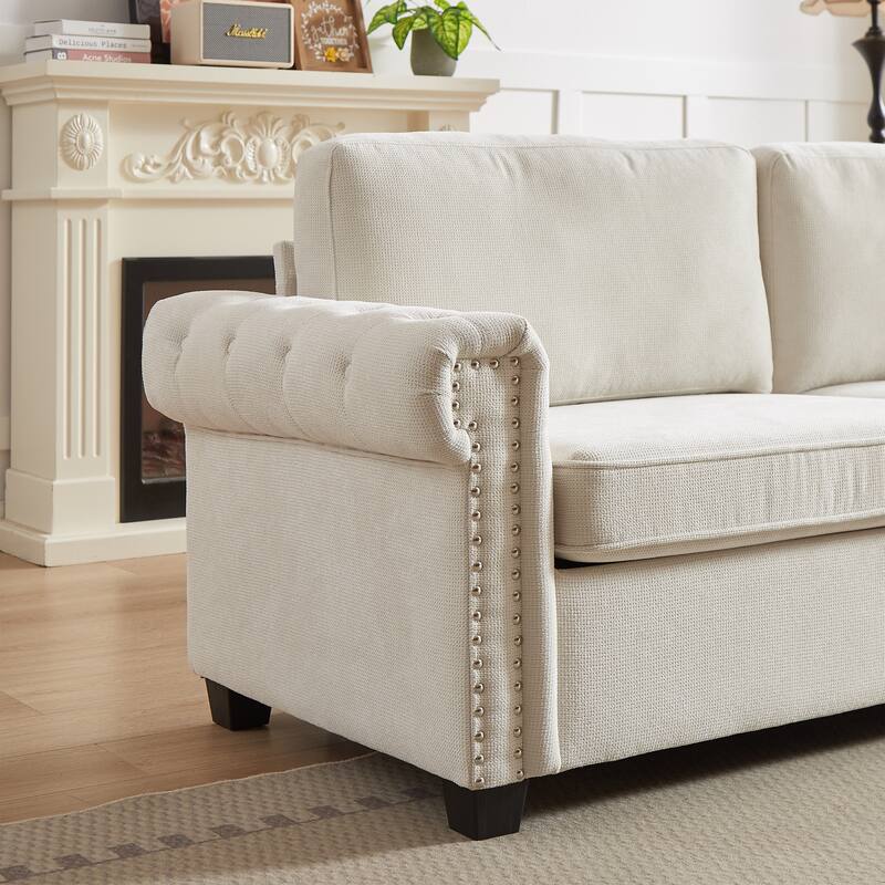 83.8" Convertible Sleeper Sofa,Sectional Sofa with Pull out Bed