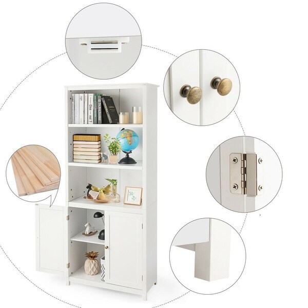 White Bathroom Linen Tower Towel Storage Cabinet with 3 Open