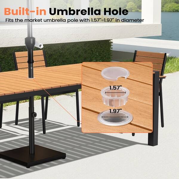 composite patio table with umbrella hole LZRS Adirondack Square Outdoor Side Hole, Pool Table,HDPE End Tables for Backyard,Pool, Indoor Companion, Easy Maintenance & Weather Resistant(Teak) : Patio, Lawn & Garden And chairs featuring durable properties and a unique wood Nuu Garden 7-Piece Metal Padded