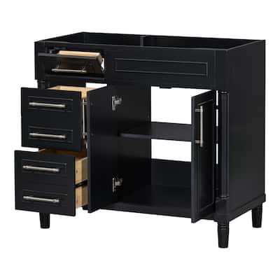 36" Bathroom Vanity with 2 Drawers and a Tip-out Drawer, Without Sink