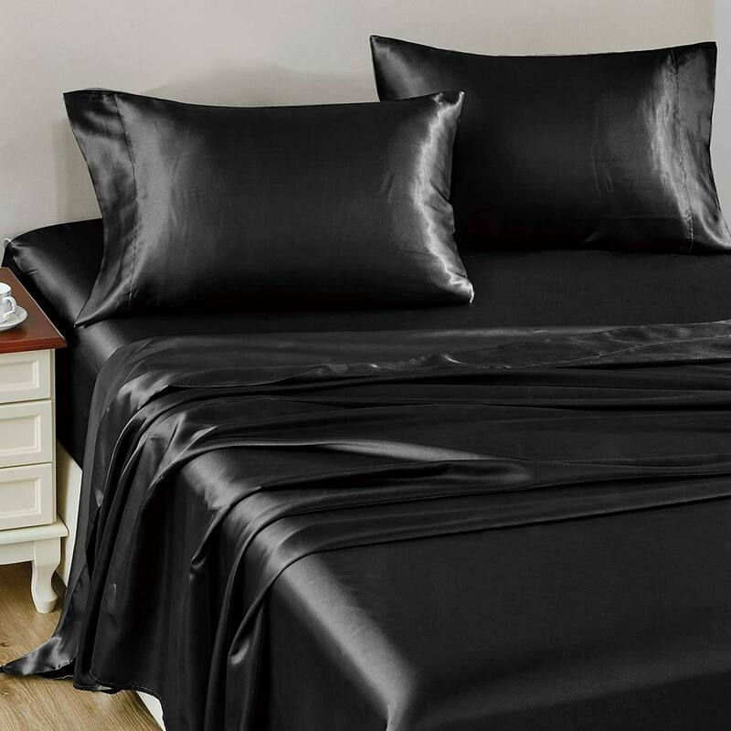 4 Piece Satin Bedding Set Queen Size
