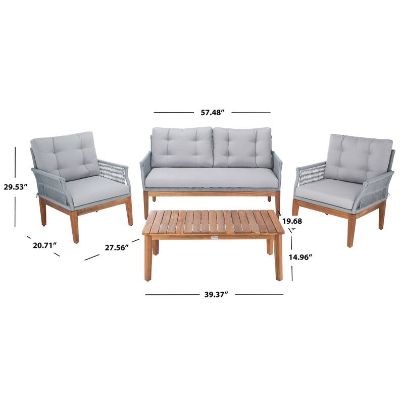 SAFAVIEH Outdoor Living Winslo 4-Piece Patio Set - 57"W x 30"D x 31"H