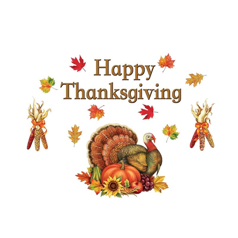 Happy Thanksgiving Garage Door Magnet with Turkey - 20.000 x 13.000 x 0.380
