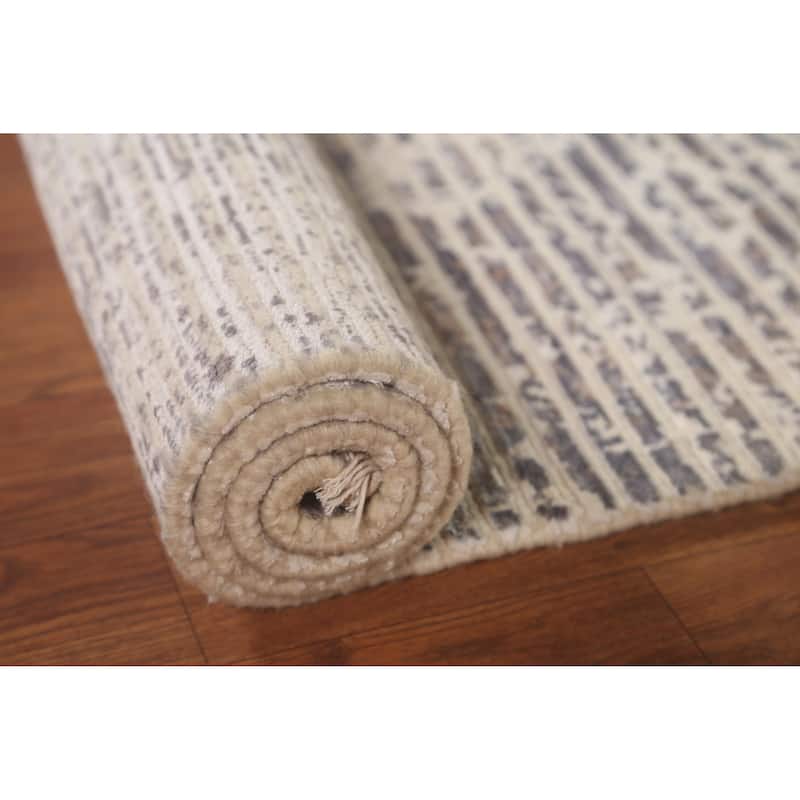 Abstract Modern Indian Accent Rug Handmade Wool Carpet - 2'11"x 5'1"