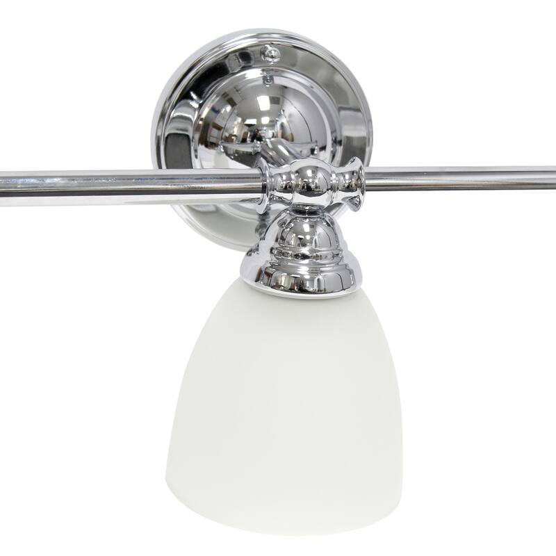 25" 3-Light Vanity Fixture - Chrome Metal & Frosted Glass Wall Mount Light - Bathroom, Hallway Decor - 10