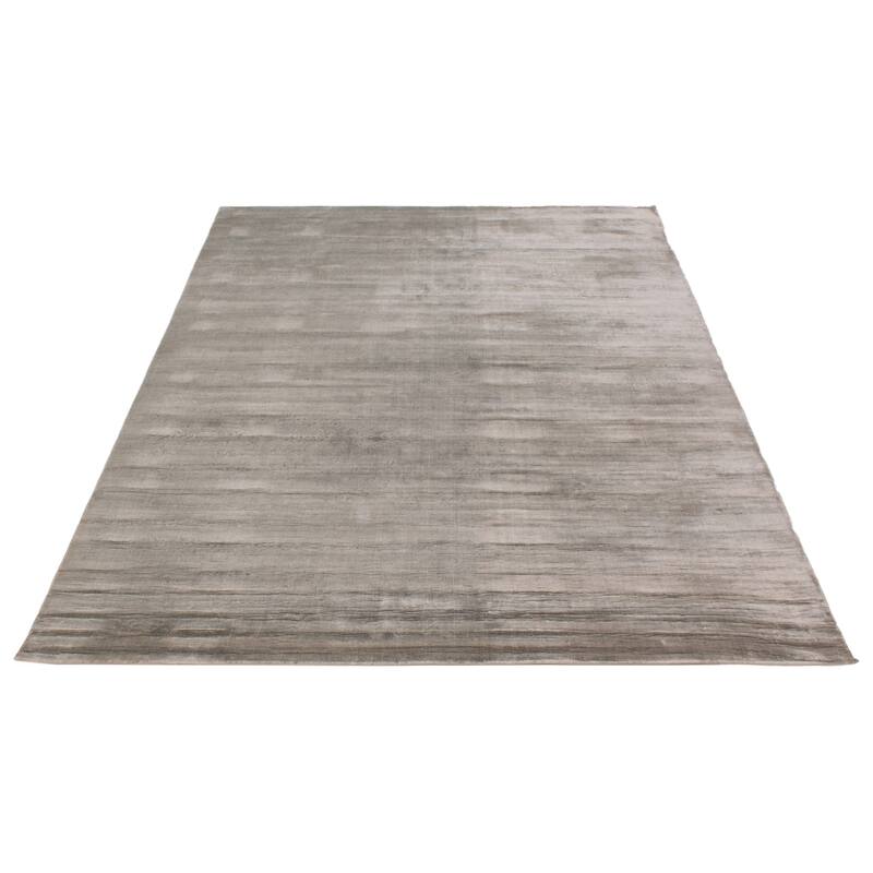 ECARPETGALLERY Hand Loomed Shimmer Grey Viscose Rug - 7'10 x 10'0
