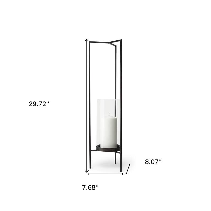 30" Gray Abstract Metal Tabletop Hurricane Candle Holder