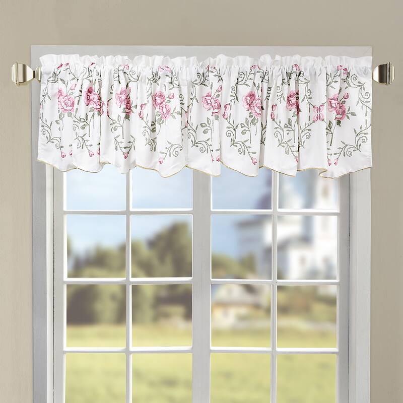 Serenta Embroidered Rose Valance - Pink