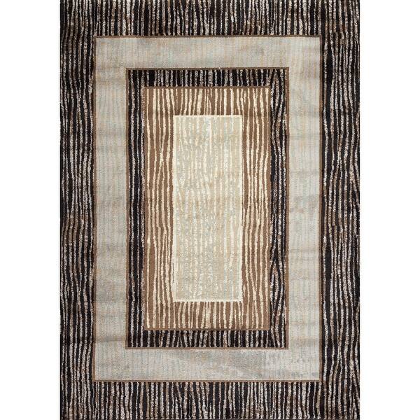 World Rug Gallery Fireside Brown, Beige, and Caramel Borders Area Rug