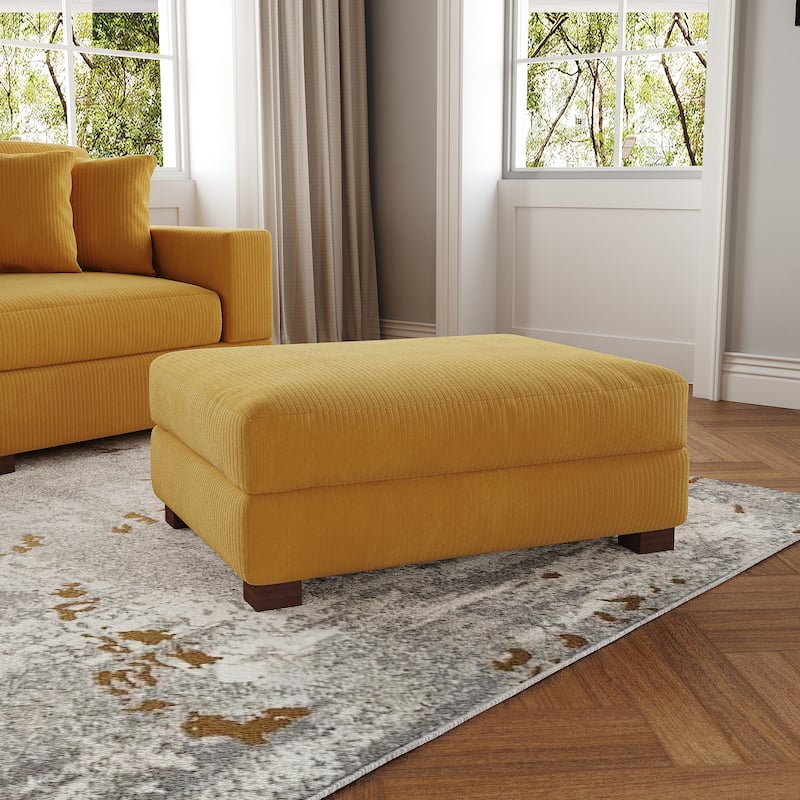 Modern Rectangle Oversized Stripe Corduroy Ottoman
