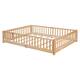 Twin/Full/Queen size Floor Platform Bed with Fence and Door for Kids, Toddlers