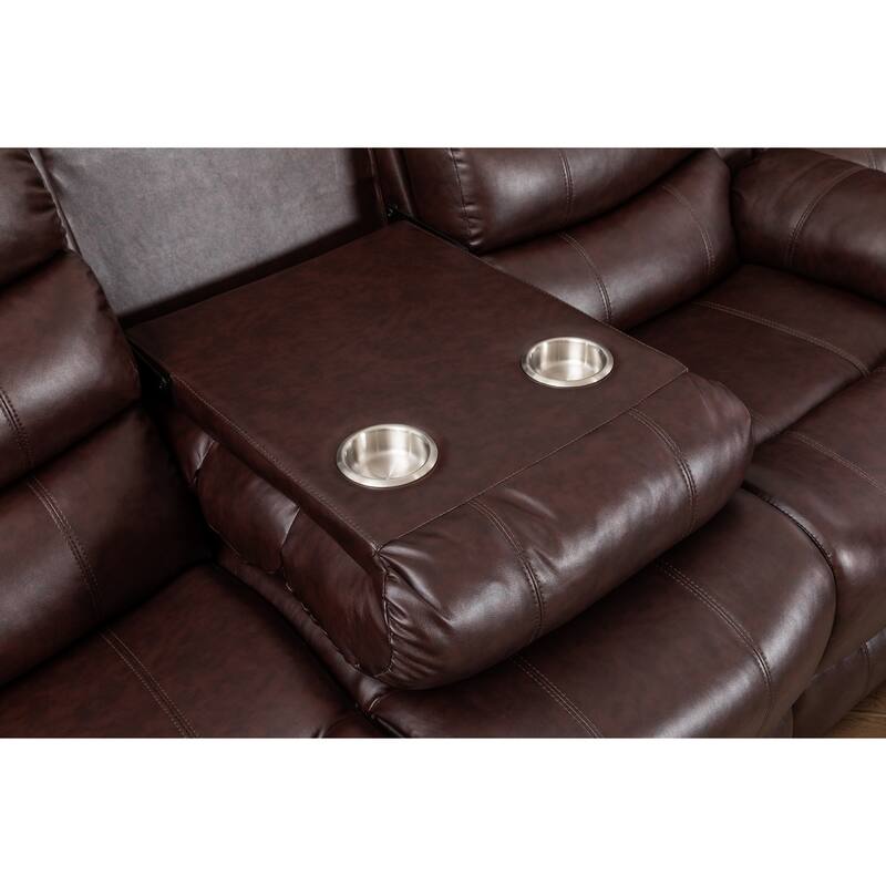 Donivi LED Faux Leather Reclining Sectional With Speakers