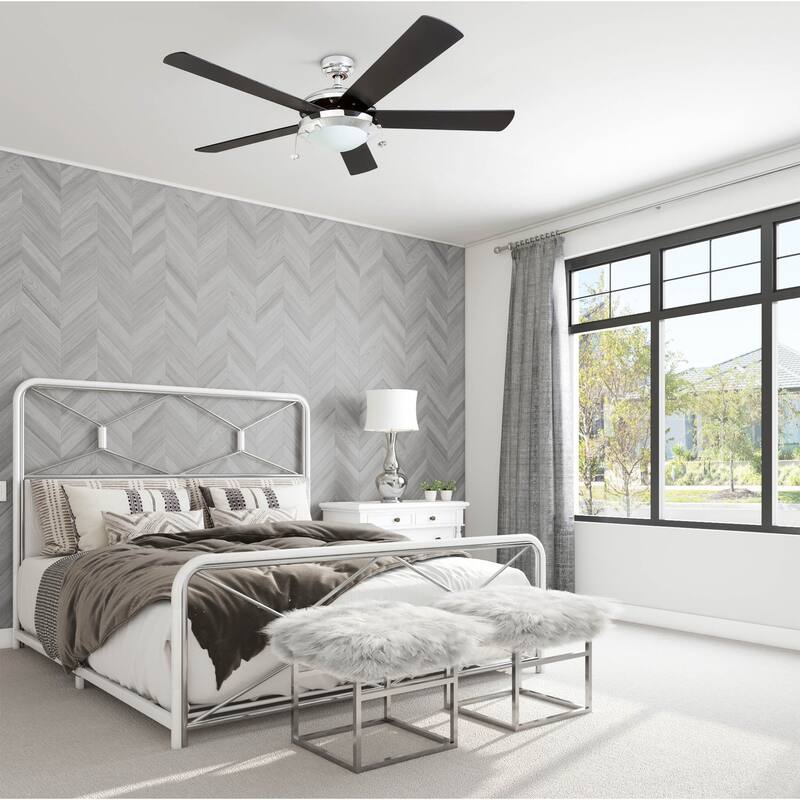 52" Prominence Home Bolivar Farmhouse Ceiling Fan with Light and Pull Chains - 52-inch