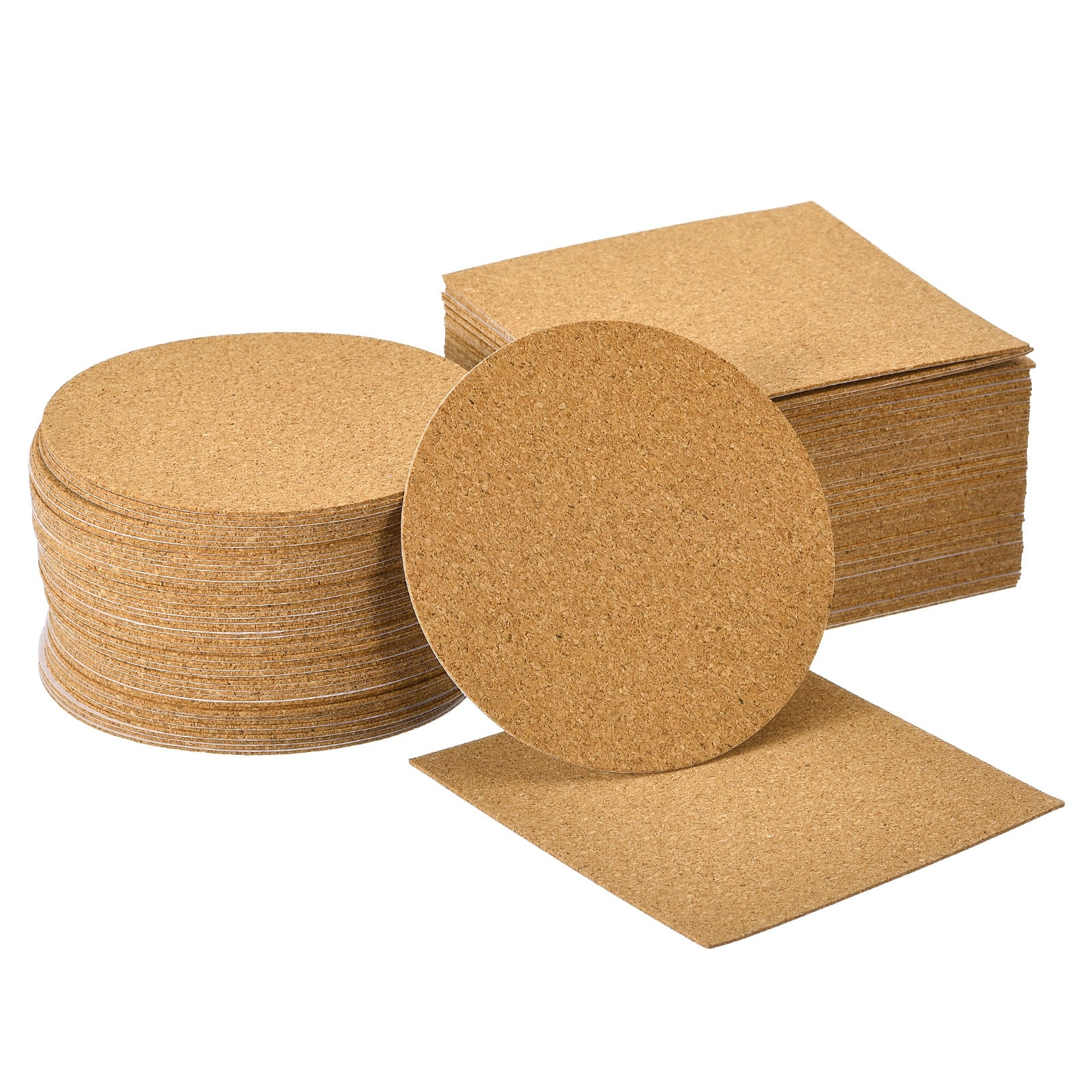 Square Self Adhesive Cork Backings for DIY Crafts (3.7 In, 50 Pack