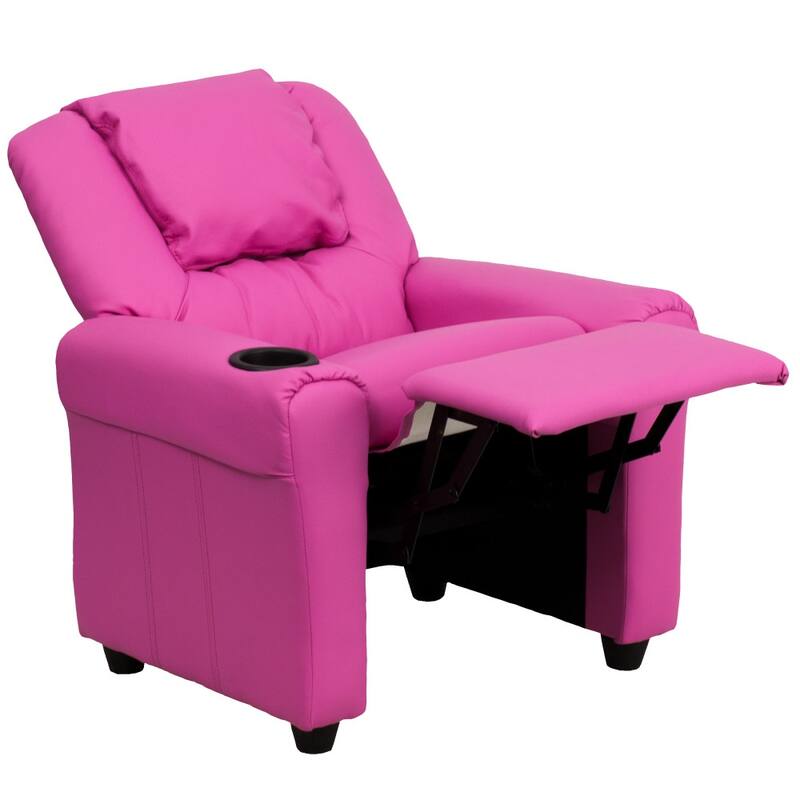 Contemporary Kids Recliner with Cup Holder and Headrest - 24"W x 21.5" - 36.5"D x 27"H