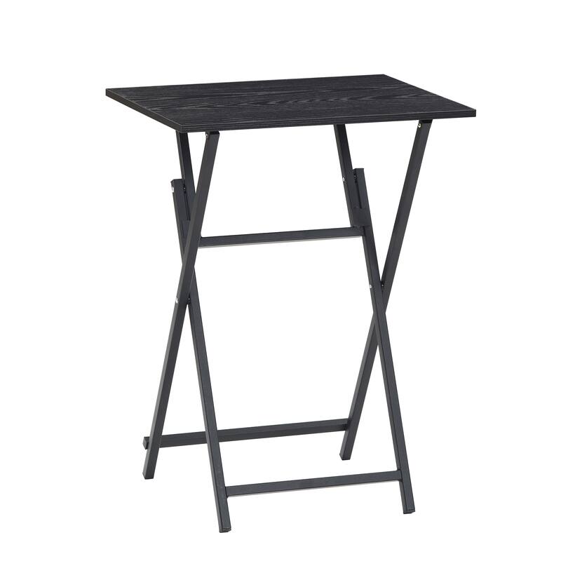 2-Piece Folding TV Tray Table No Assembly Required Portable Sofa Side Table, Industrial Snack Table for Small Spaces