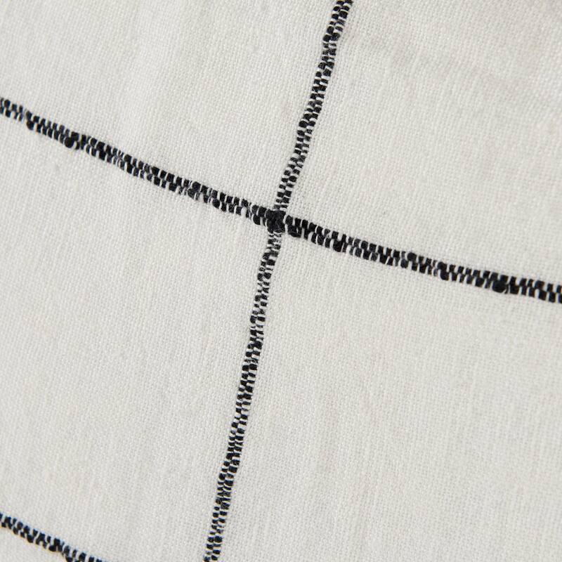 Suzanne White & Black Square Pattern Decorative Pillow Cover