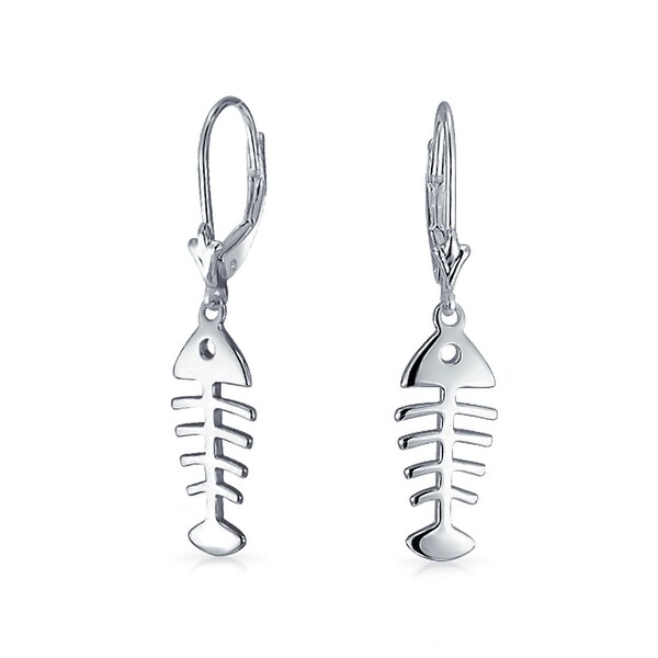 Bling Jewelry Nautical Fish Bone Leverback Sterling Silver Bling Jewelry Nautical Fish Bone Leverback Sterling Silver Dangle Earrings