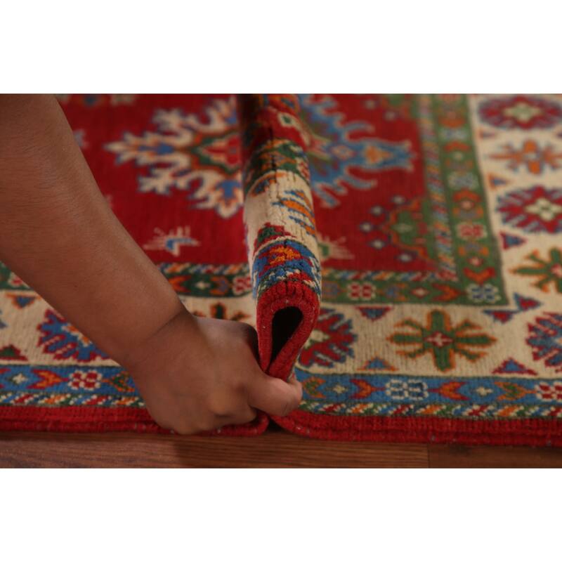 Red Kazak Accent Rug Hand-Knotted Oriental Wool Carpet - 2'9"x 4'1"