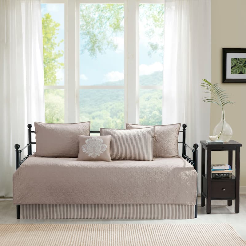 Madison Park Mansfield 6 Piece Reversible Daybed Cover Set - Khaki