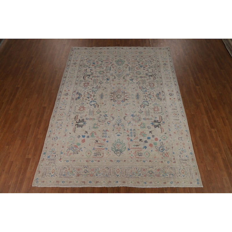 Overdyed Tabriz Persian Area Rug Hand-Knotted Wool Carpet - 7'8"x 10'8"