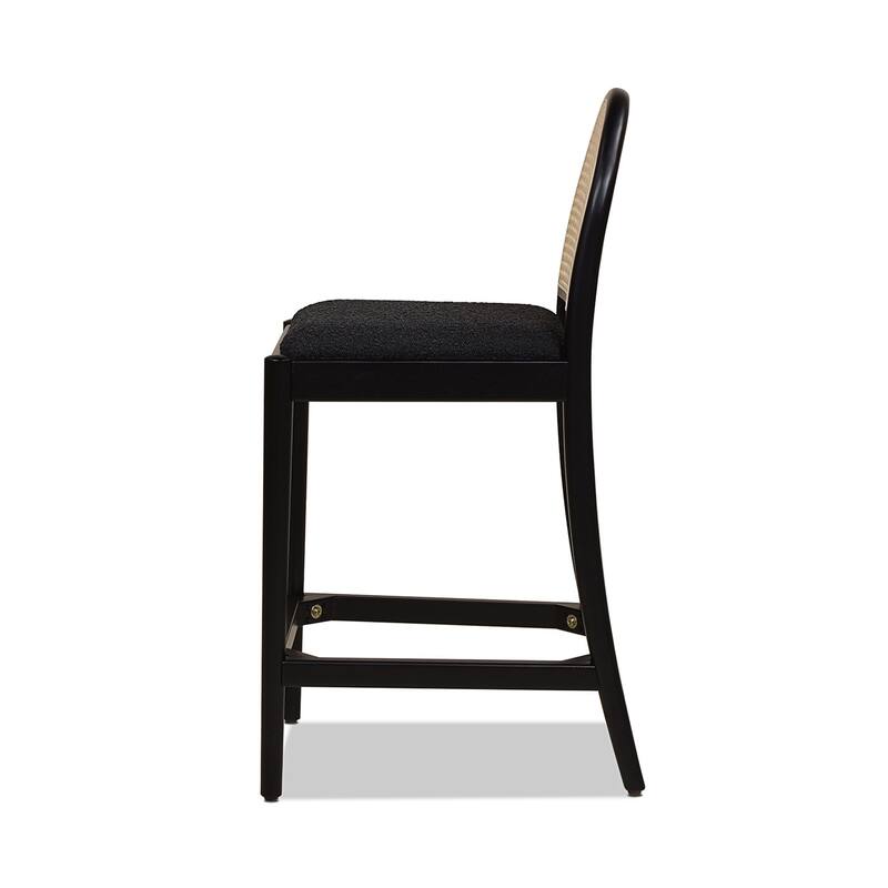 Curved Back Cane Rattan Counter Stool Set