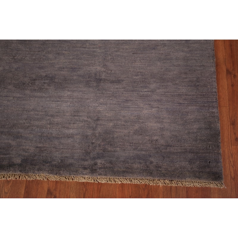 Gray Modern Gabbeh Oriental Area Rug Hand-Knotted Wool Carpet - 6'10" x 9'6"