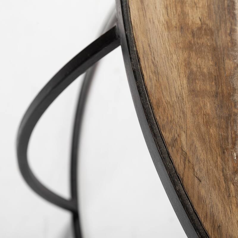 Clapp II Medium Brown Solid Wood Top w/ Black Iron Base Nesting Coffee Tables