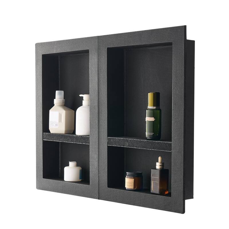 Black Foam Four-Layer Insert Shower Niche with Waterproof Triple Seal Design - 16 x 4 x 24 in-16 x 4 x 24 in - Black