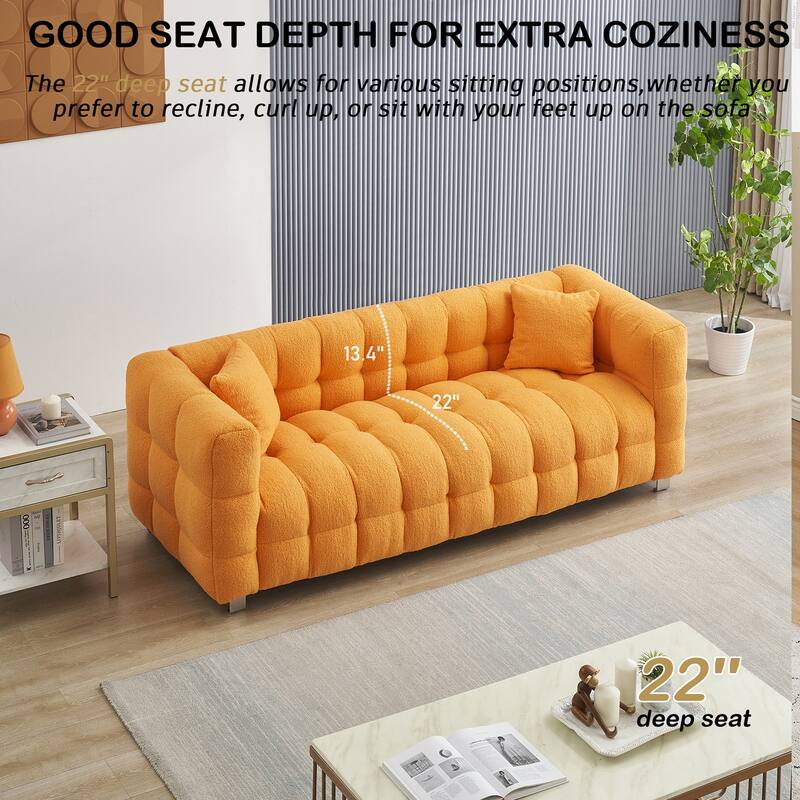 Premium 80-inch Wool Sofa with High-Density Foam Filling and Bonus Cushions