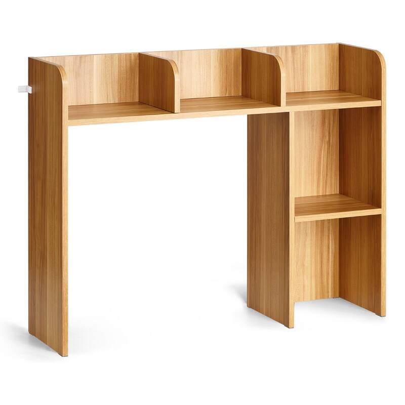 Particle Board Desktop Bookshelf Hutch with Anti-Slip Feet Pads, 2 Shelves - 37.2" L x 9.5" W x 28.9" H